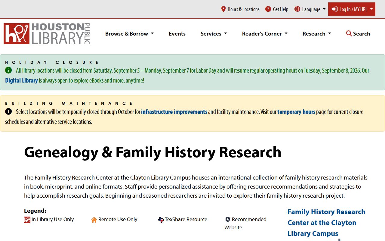 Cloverleaf city directory research route at Houston Public Library Genealogy