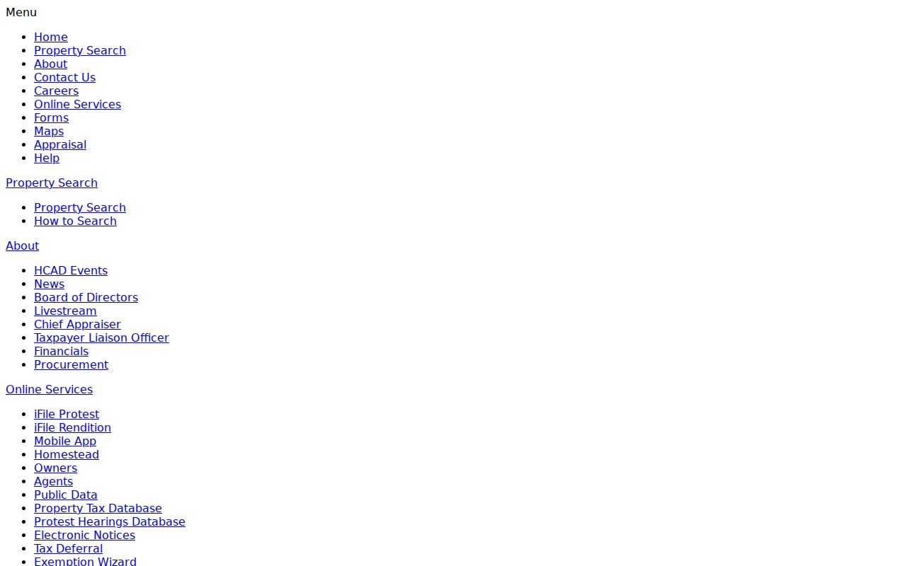 Cloverleaf residents directory HCAD property search entry page