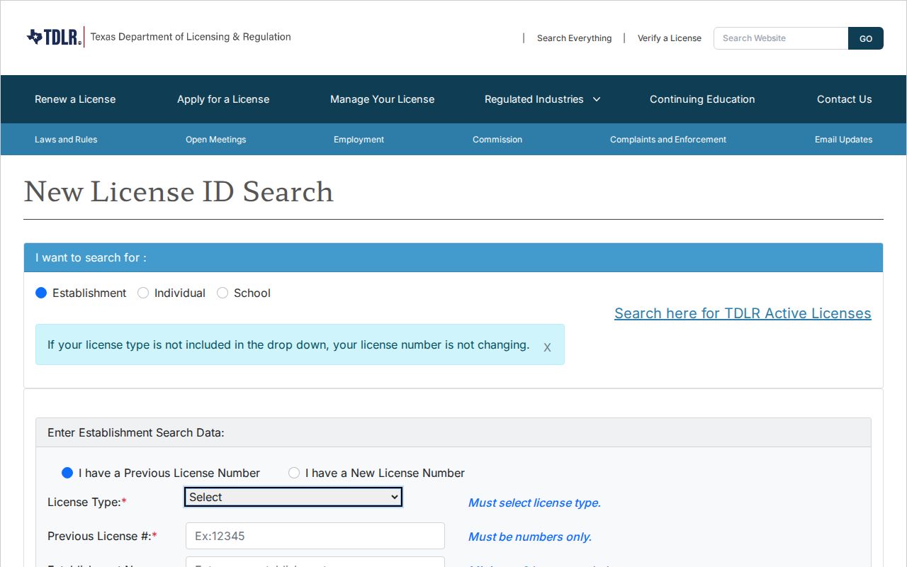 Cloverleaf residents directory TDLR license search modes