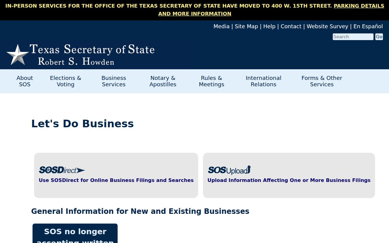 Cloverleaf residents directory Texas Secretary of State business search paths