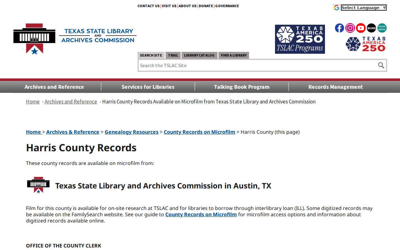 Cloverleaf previous residents research through Texas State Library Harris County microfilm guidance