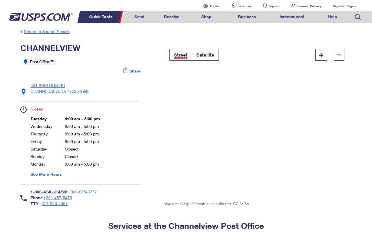 Cloverleaf ZIP code directory USPS Channelview post-office location and ZIP delivery context